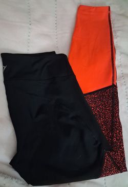 Old Navy Active Leggings Black Orange Print
