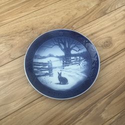Vintage Royal Copenhagen Porcelain 1971 Collector Plate, Hare in Winter