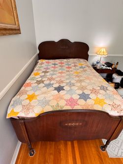 Antique full walnut bed