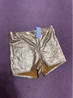 New large gold metallic shorts festival rave