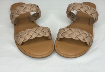A New Day women’s tan braided woven slide sandals