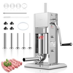 Open-Box New LEEVOT 7LBS3L Manual Sausage Stuffer - Stainless Steel 2-Speed 5 Tubes Retail $109.00