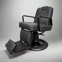 VISTA Barber Chair - Matte Black Diamond Stitched