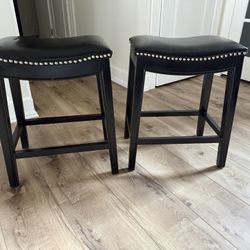  Counter & Bar Solid Wood Backless Stool with Upholstered Seat