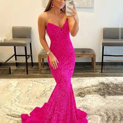 Beautiful Sequins Pink Dress