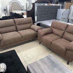 New Brown Sofa And Loveseat