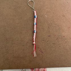 Handmade Box Stitch Keychain Red White And Blue