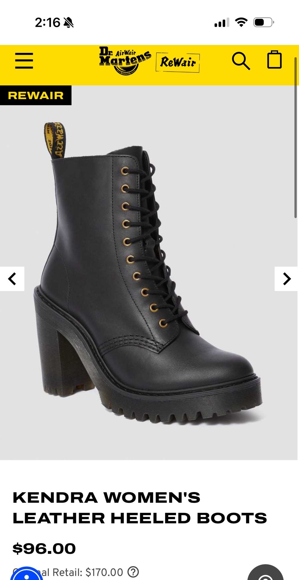 Dr. Martens Kendra black leather boots women’s 7