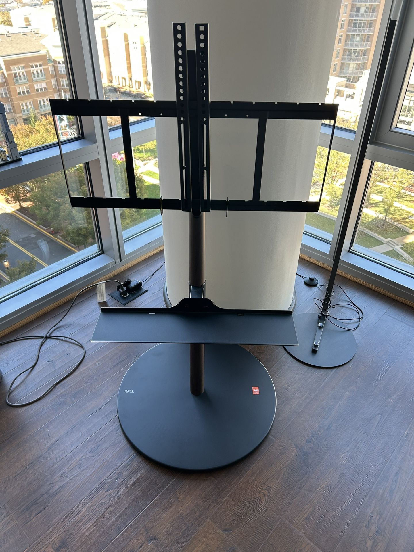 WALL Seven Stand A2 Large Type | Minimalist Rolling TV Stand for 45–80 Inch | Walnut | Portable, Space Saving, Height Adjustable | for Living Room