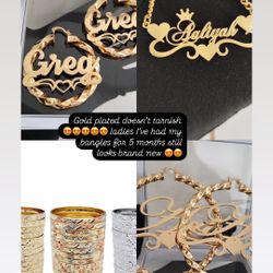 Custom Gold plated Necklaces And Earrings And Bangles !