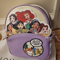 Disney Princess Portrait Backpack Mini Cartoon Comics Royal Fashion Accessory 