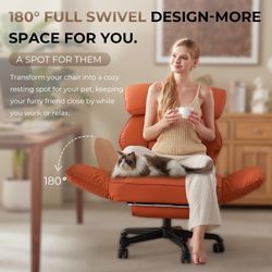 Dowinx Cross Legged Office Chair with Pivoting Armrests,Criss Cross Chair with Pocket Spring Seat & Back,Reclining Computer Gaming Chair with Footrest