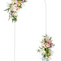 Wokceer Wedding Arch Backdrop Stand, 6 FT Square White Metal Arch Backdrop Stand For Wedding Ceremony Photo Booth, Outdoor Indoor Birthday Party, Gard