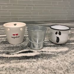 3 Mini Decor Buckets Or Mini Flower Pots