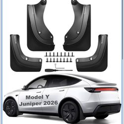 2026 Mud Flaps for Tesla Model Y Juniper Accessories Front and Rear ABS Mud Guards Set of 4, Includes All Hardware Installation Tools Accessories (Mod