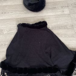 Faux Fur Winter Hat And Poncho 