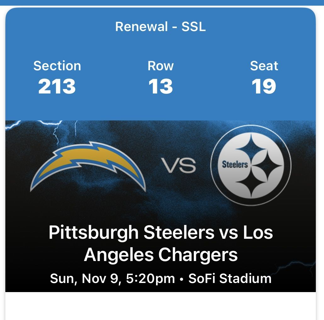 Chargers Vs Steelers PRIMETIME