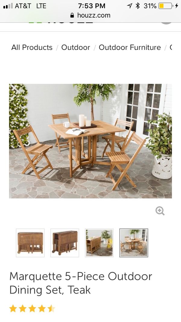 Safavieh Arvin Teak 5piece Patio Dining Set For In Fresno Ca Open In The Appcontinue To Mobile Website