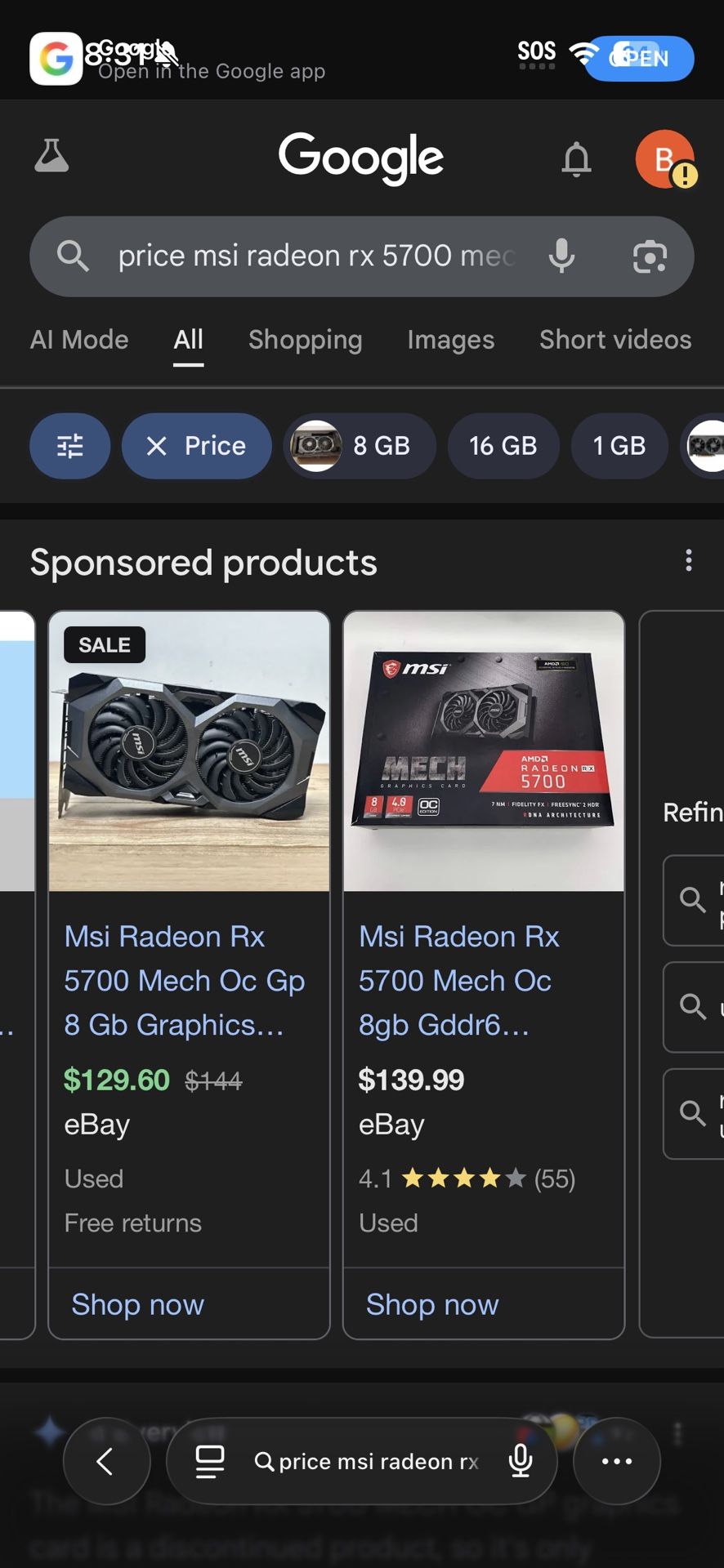 MSI Radeon RX 5700 MECH OC GP Graphics Card