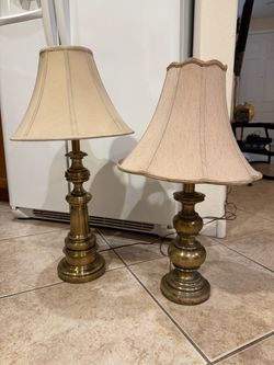 2 Mid-Century STIFFEL Brass Table Lamps