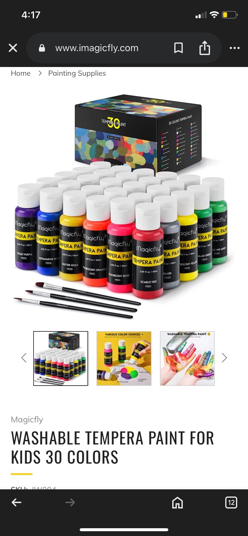 WASHABLE TEMPERA PAINT FOR KIDS 