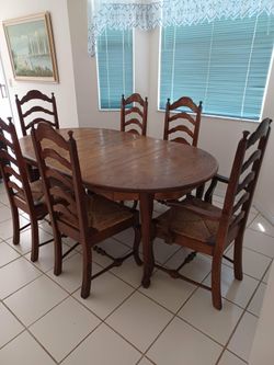 Solid Wood Dining Set with 6 Chairs