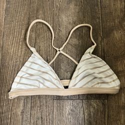 Cream / White Bikini Top / Bralette. Small. Racerback. Swimsuit Material