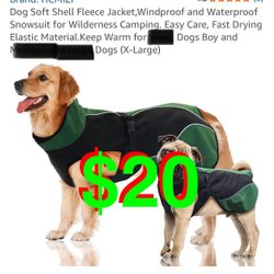 Dog Soft Shell Fleece Jacket,Windproof and Waterproof Snowsuit for Wilderness Camping. Easy Care, Fast Drying Elastic Material.Keep Warm for Dogs Boy 