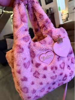 💖 Juicy Couture Pink Faux Fur Leopard Print Purse 💖