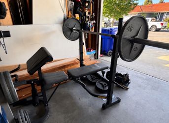 Body champ bench press bar and weights