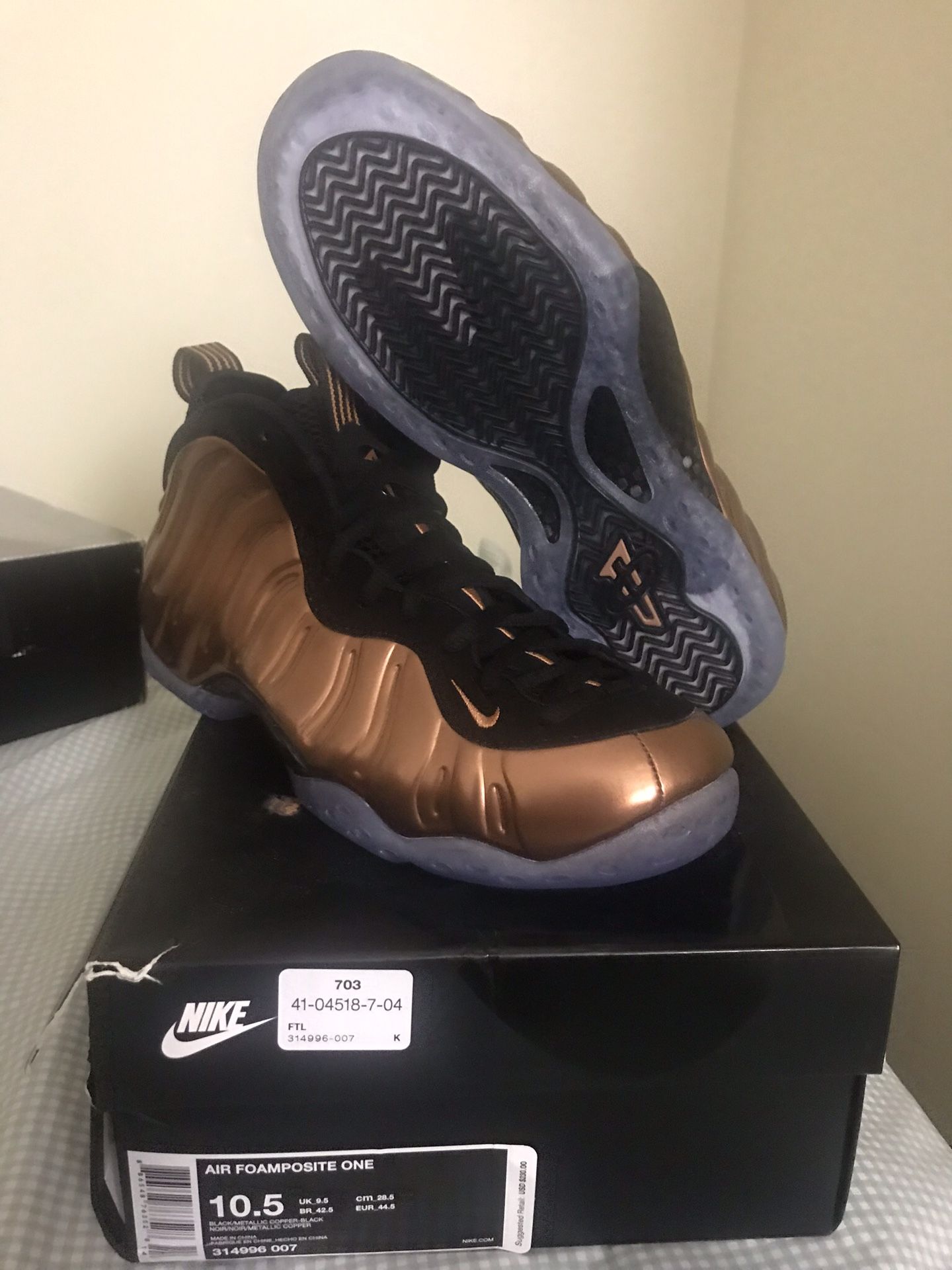 foamposite 10.5 copper Brand New