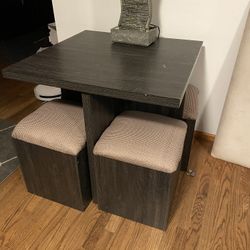Nice Modern Dining Table With 4 Storage Ottoman 