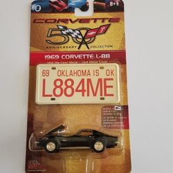 Racing Champions 1969 Corvette L-88 50th Anniversary Black Car Hood Opens NIP