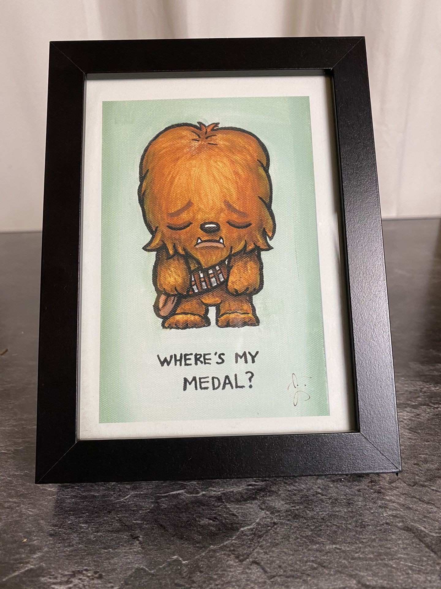 J Salvador’s Super Emo Friends Chewbacca Framed Print Star Wars Where’s My Medal