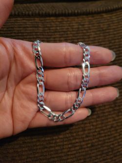 Italy 925 Solid Sterling Silver Figaro Link Bracelet For Men Women 8" Plata Italiana 925 Pulsera Figaro Para Hombres Mujeres 8"