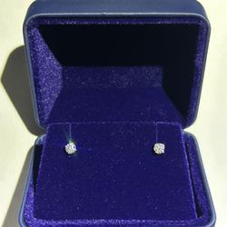 1/3 Carat Diamond Stud Earrings - Sterling Silver (BRAND NEW)