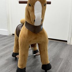 Horse pony ride with wheels plush toy