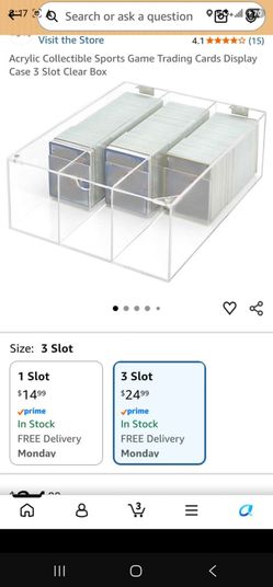 Acrylic Collectible Sports Game Trading Cards Display Case 3 Slot Clear Box