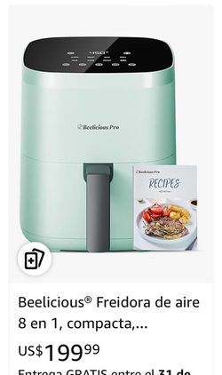 Beelicious® 8-in-1 air fryer, compact, intelligent, 4 quarts of a gallon, stirring reminder, 450 °F digital fryer with flavor blocking technology, tem