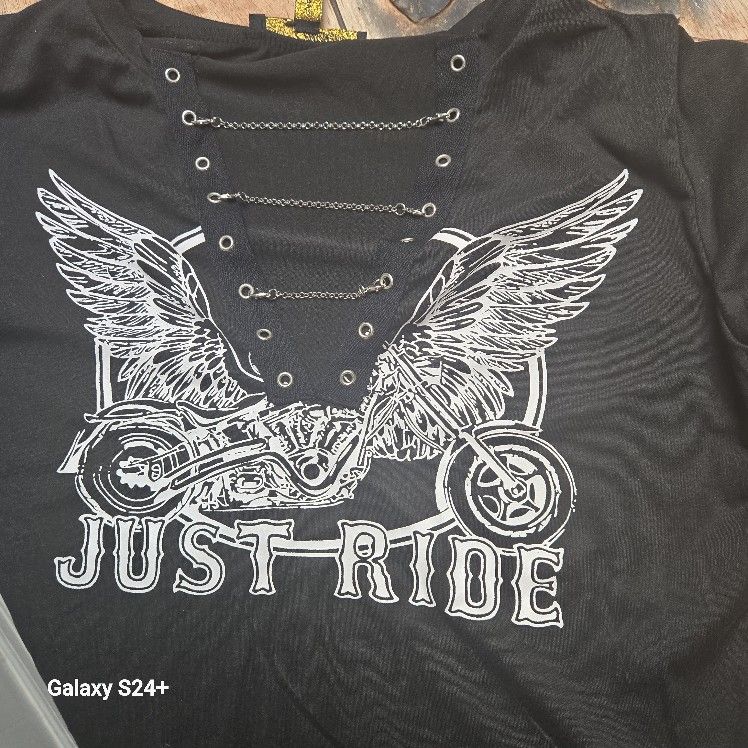 New Womens Just Ride Black Chain Top