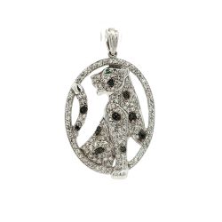 Ladies Diamond Panther W/ Black Diamond Accents 14k White Gold Pendant 11055882