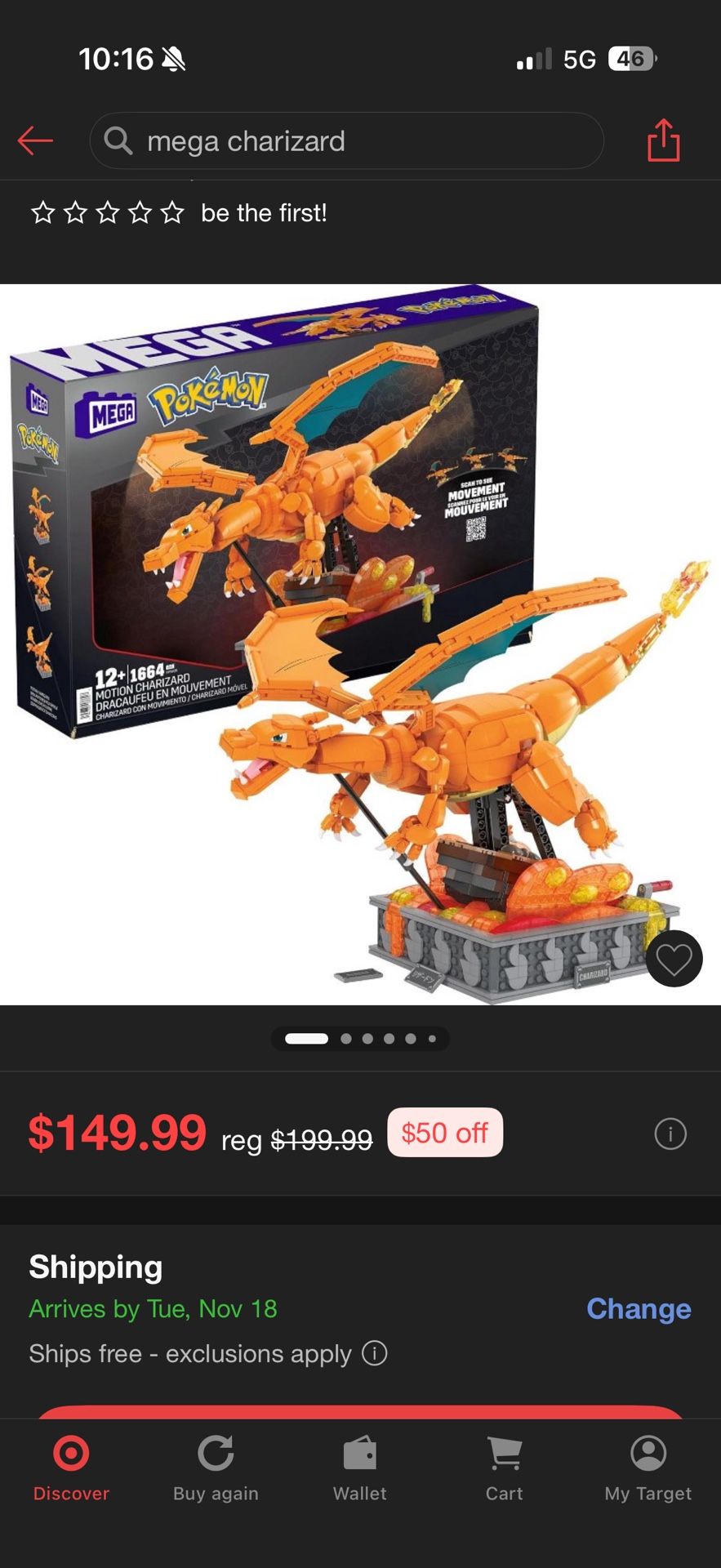 MEGA Pokémon Building Toys Set Motion Charizard With 1,664-piece build And Movement