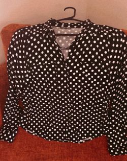 Black and white polka dot button up blouse