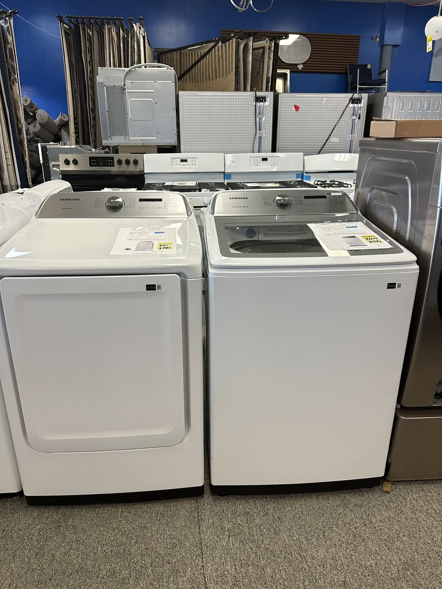 GE Washer & Samsung Electric Dryer Combo Sale Both New Open Box Minor Scratch Or Dent With Warranty