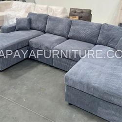 New! Plush U-Shaped Sectional, Sectionals, Sofa, Modular Sectional, Couch, Sofa, Sectional With Chaise, Double Chaise Sofa, Grey Sofa, Grey Couch Dime