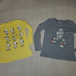 (2) Piece girls sz 14 shirts - Disney and Peanuts