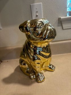 Gold Ceramic Pug Dog Figurine