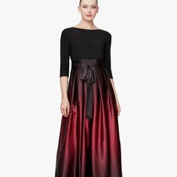 S.L. Fashions Womens 3/4 Sleeve Long Satin Mother of the Bride Dress with Pockets, Formal Party Gown