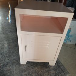 pink metal locker side table $10