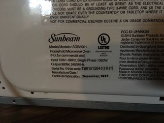 Sunbeam 900W microwave